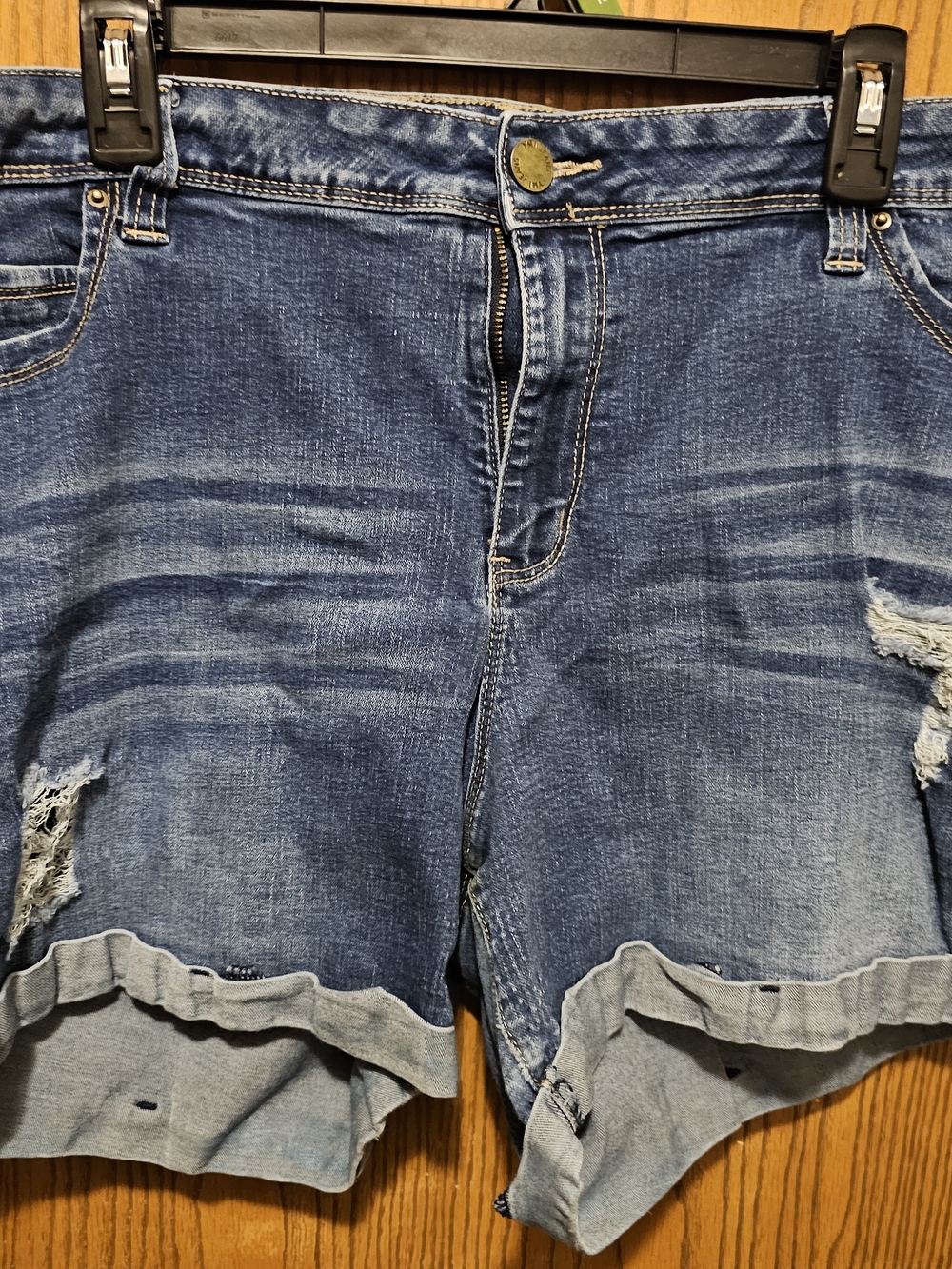 YMI Women's Blue Distressed Denim Jean Shorts